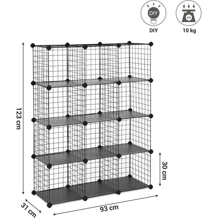 12Cuburi de depozitare, unitate de rafturi conectate, negru