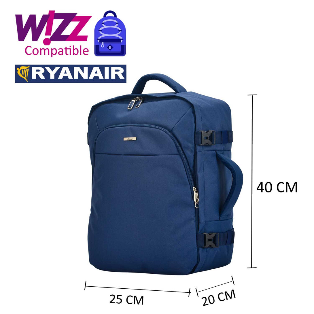 BONTOUR AIR Rucsacul de călătorie, dimensiuni potrivite pentru bagajul de mână WizzAir/Ryanair 40x25x20cm, albastru