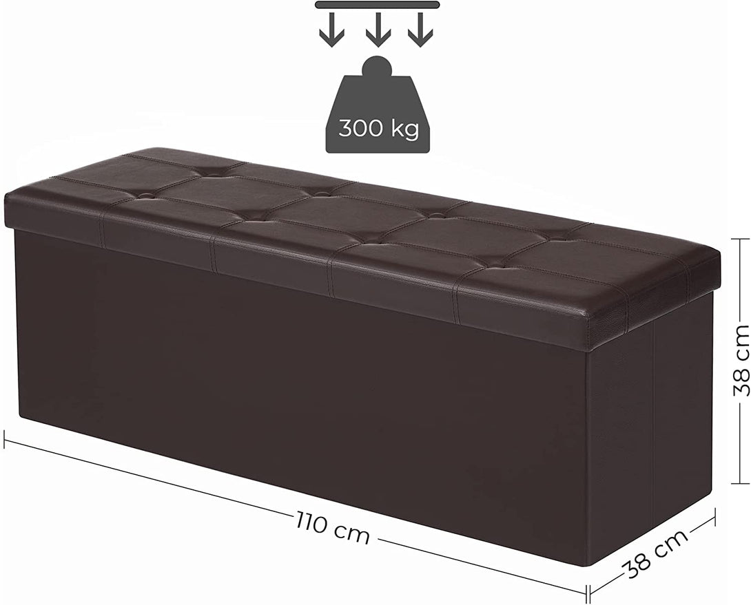 Bancă cu spaţiu de depozitare ,piele artifciala , maro