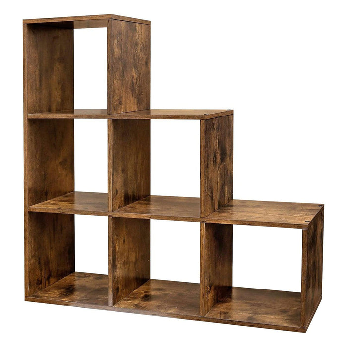 Bibliotecă 6 cuburi, raft depozitare 97,5 x 29 x 97,5 cm, maro rustic