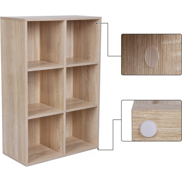 Bibliotecă cu 6 compartimente 65,5 x 30,5 x 97,5 cm culoare stejar