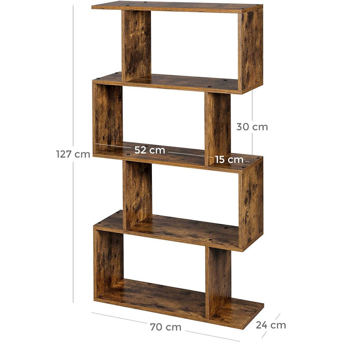 Bibliotecă pe 4 nivele 70 x 24 x 127cm maro rustic