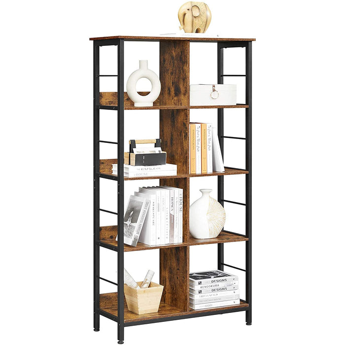 Bibliotecă pe 4 nivele 80 x 149 x 33 cm, rustic maro-negru