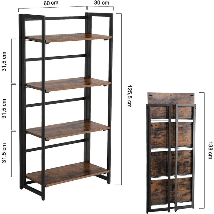 Bibliotecă, raft de depozitare pliabil 60,2 x 30 x 125,5 cm, maro