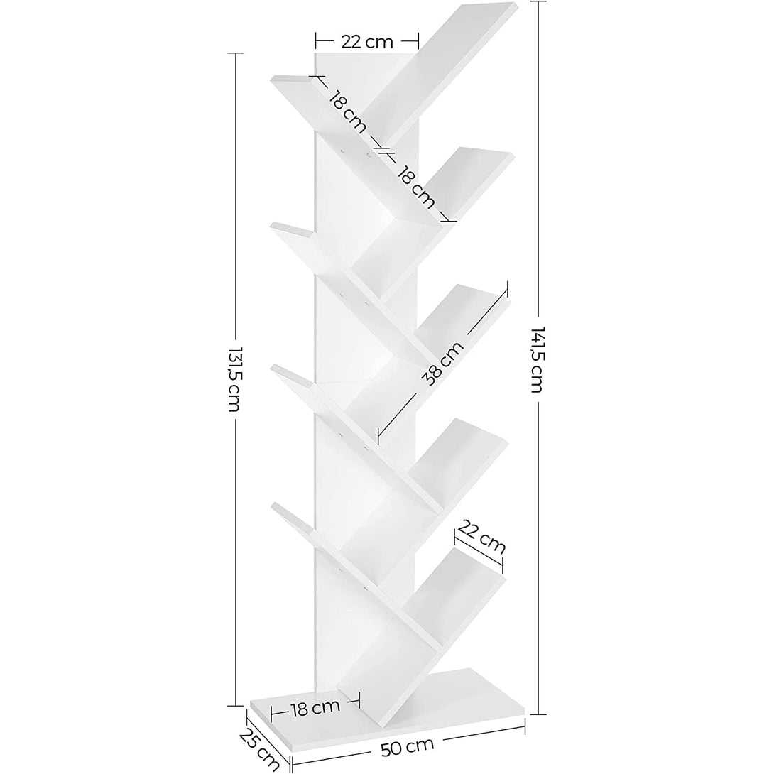 Bibliotecă, raft pe podea, 50 x 25 x 141,5 cm Alb