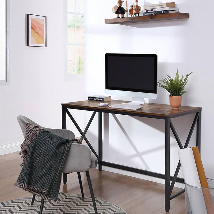 Birou computer VASAGLE 115 x 60 x 76 cm, Rustic maro-negru