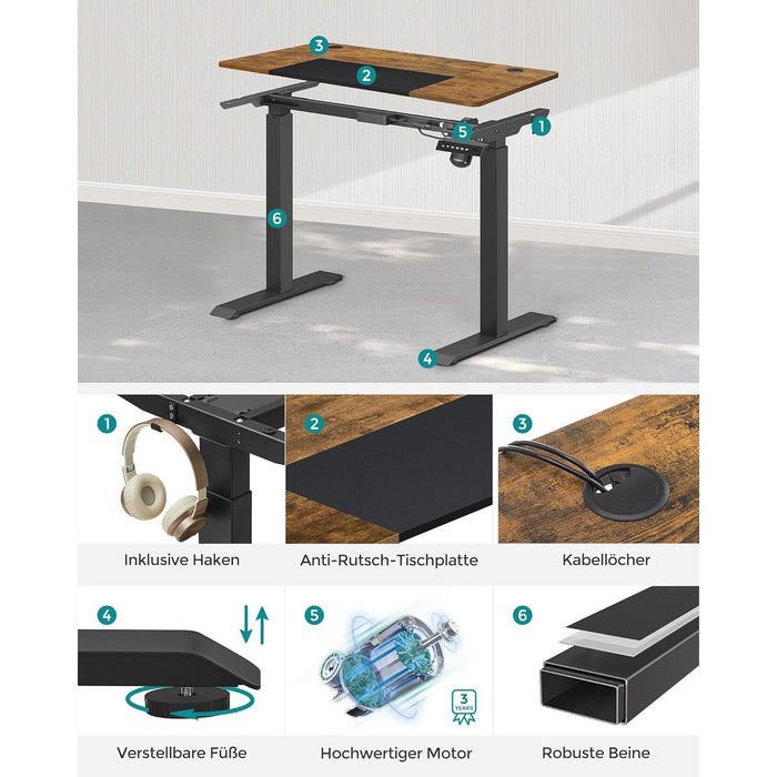 Birou electric reglabil pe inaltime, 140 x (72-120) x 60 cm