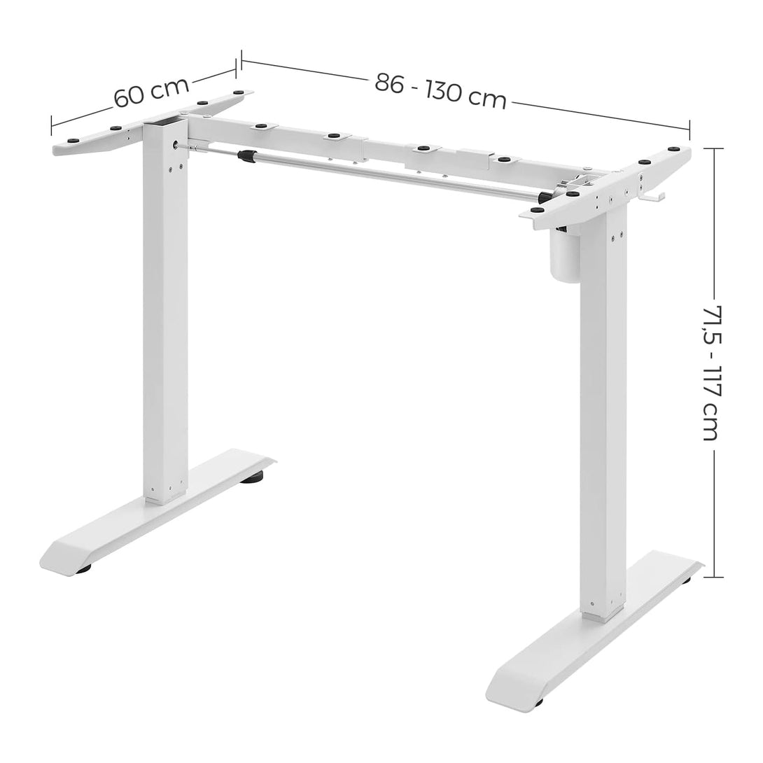 Birou electric reglabil pe înălțime, cadru de masă, oțel, alb