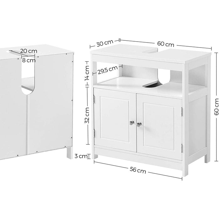 Chiuveta baie cu 2 usi, compartiment deschis, 60 x 30 x 60 cm, stil scandinav, ma