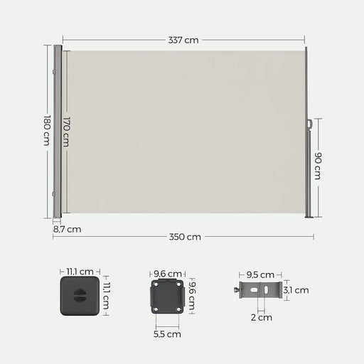 Copertina laterala, copertina retractabila, 180 x 350 cm, taupe