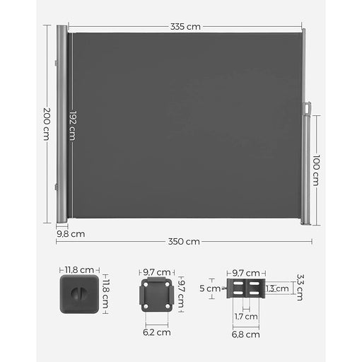 Copertina laterala extensibila, 200 x 350 cm, antracit