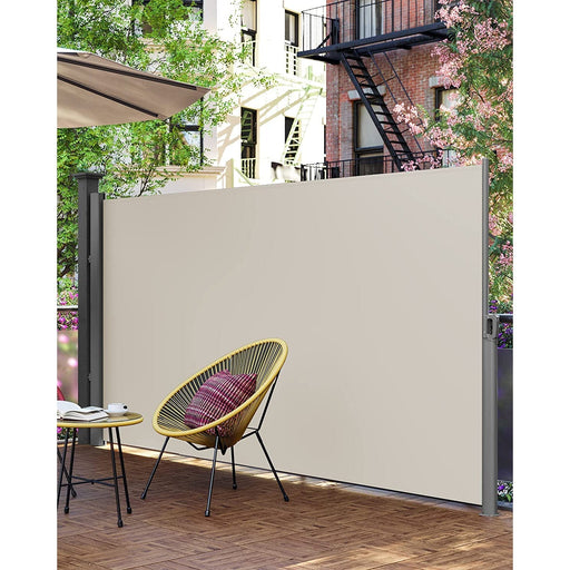 Copertina laterala extensibila pentru balcon si terasa, bej 180 x 300 cm