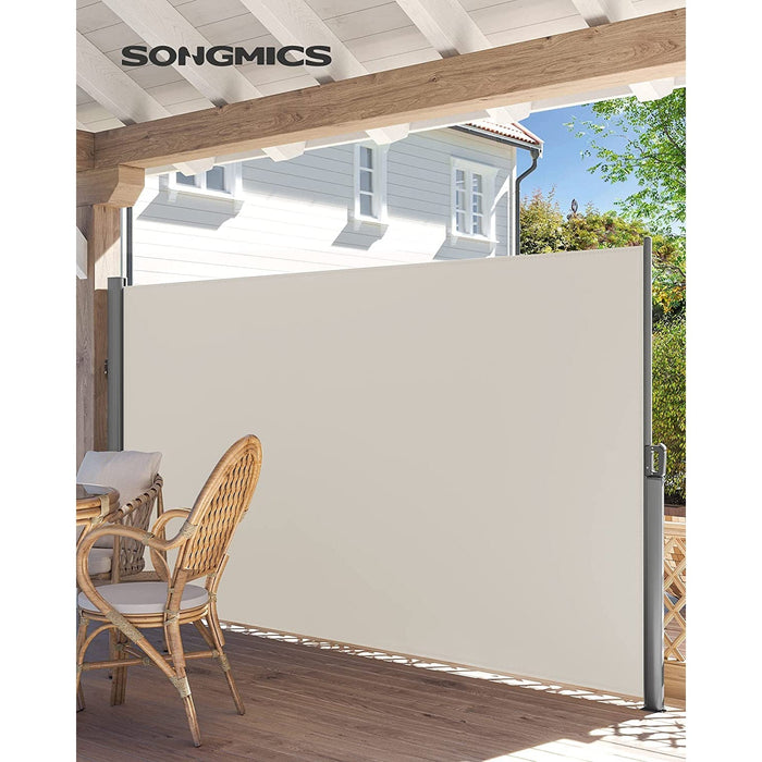 Copertina laterala extensibila pentru balcon si terasa, bej 180 x 300 cm