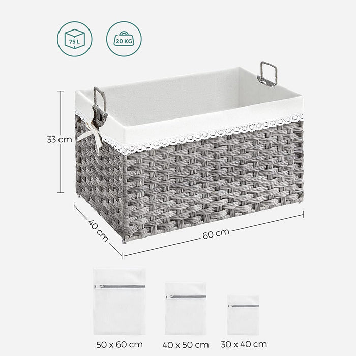 Cos de rufe 75L, cos de rufe pliabil 2 genti interioare detasabile, gri