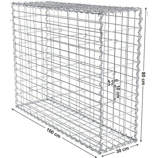 Coș gabion din oțel galvanizat, despărțitor decor grădină, 100 x 80 x 30 cm