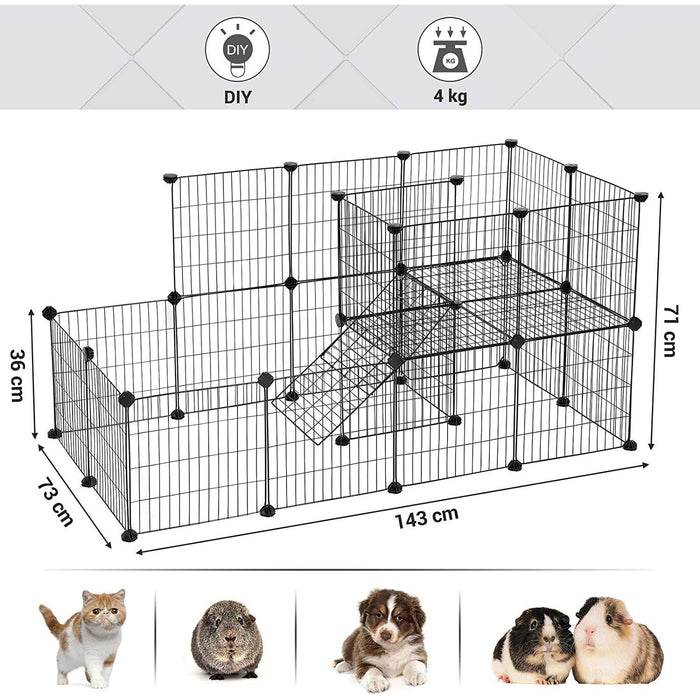 Cușcă pentru animale de companie din plasă metalică, tarc personalizabil, negru