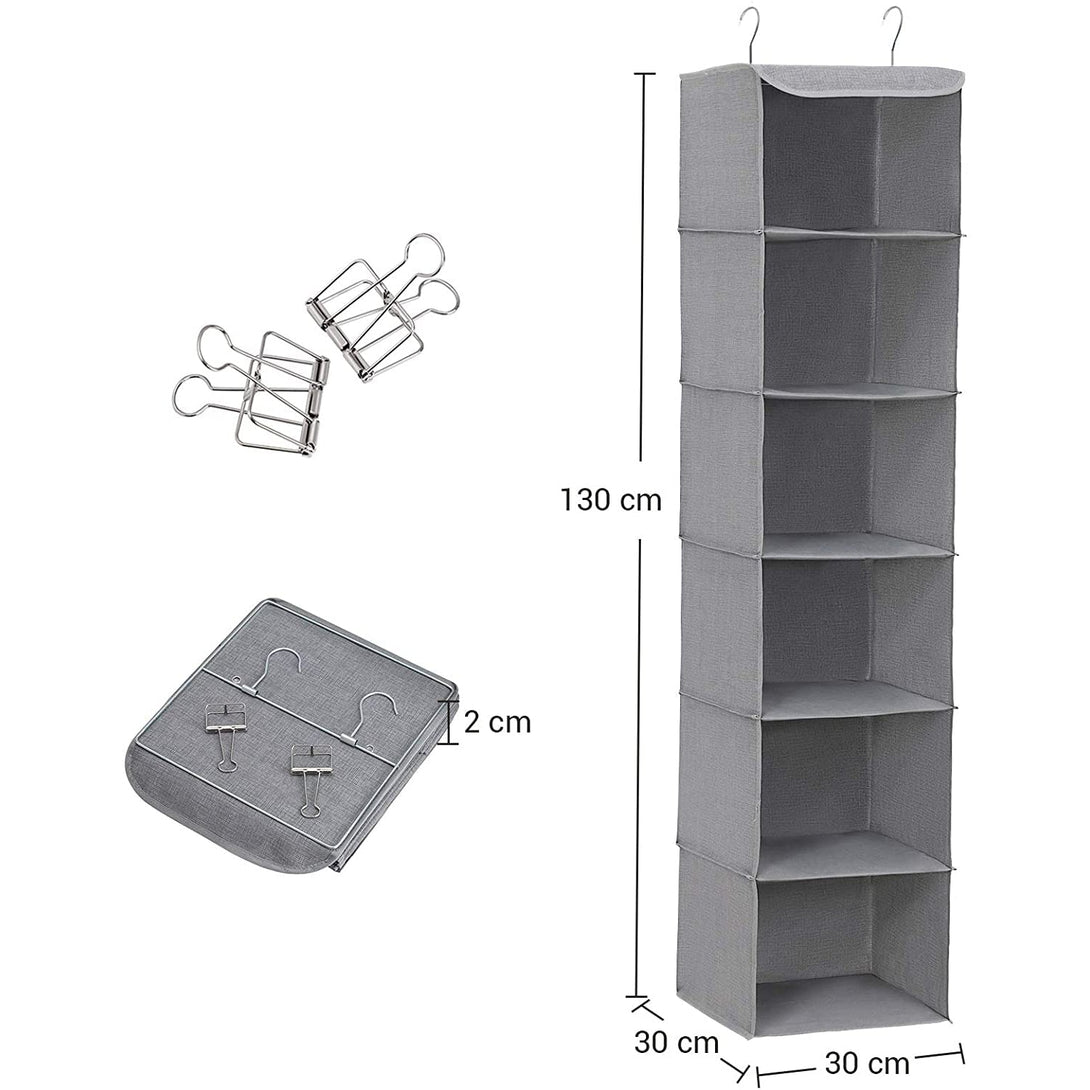 Depozit suspendat cu 6 rafturi, 30 x 130 x 30 cm, gri