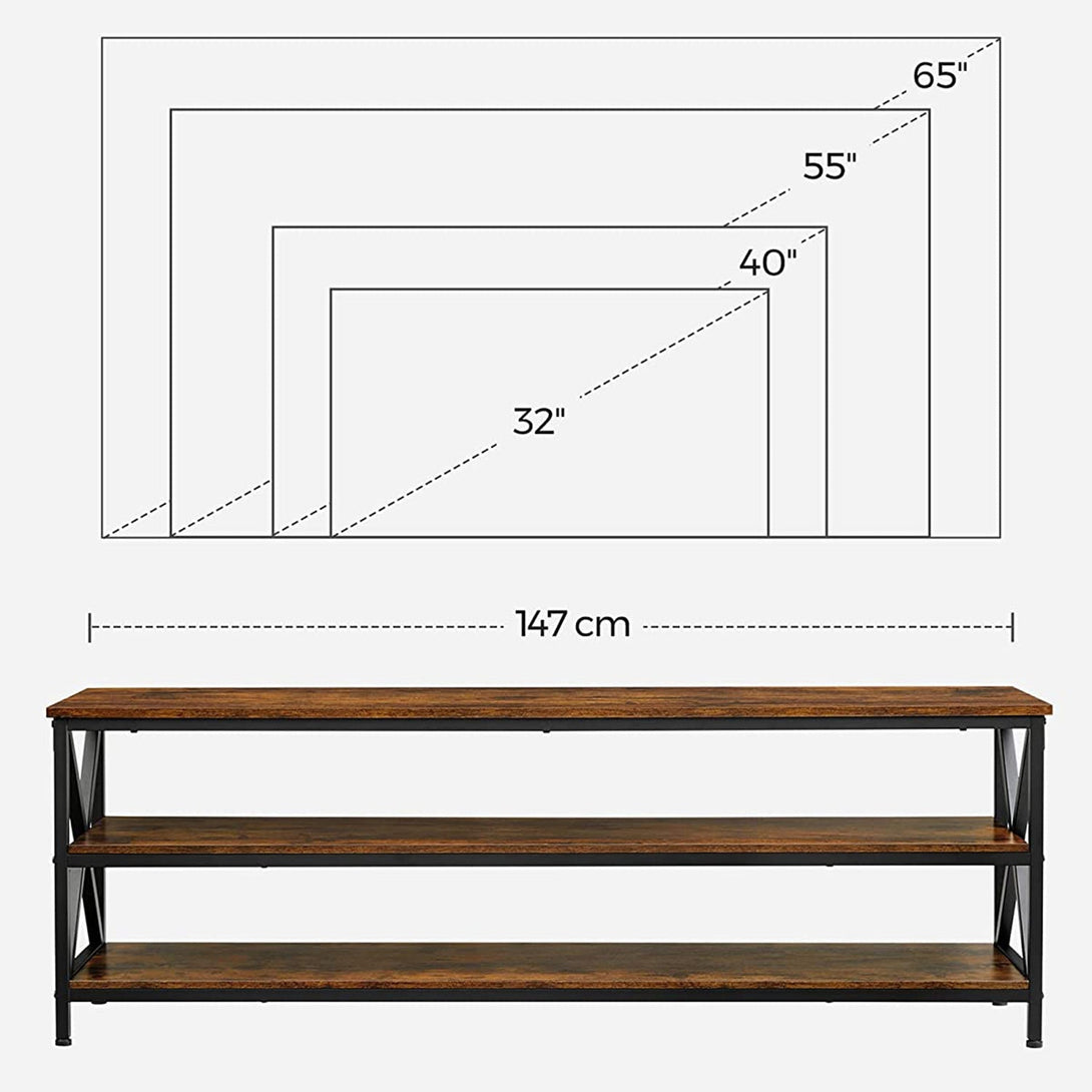 Dulap TV cu compartiment deschis, masă TV cu suport în formă de X 147 x 50 x 40 cm