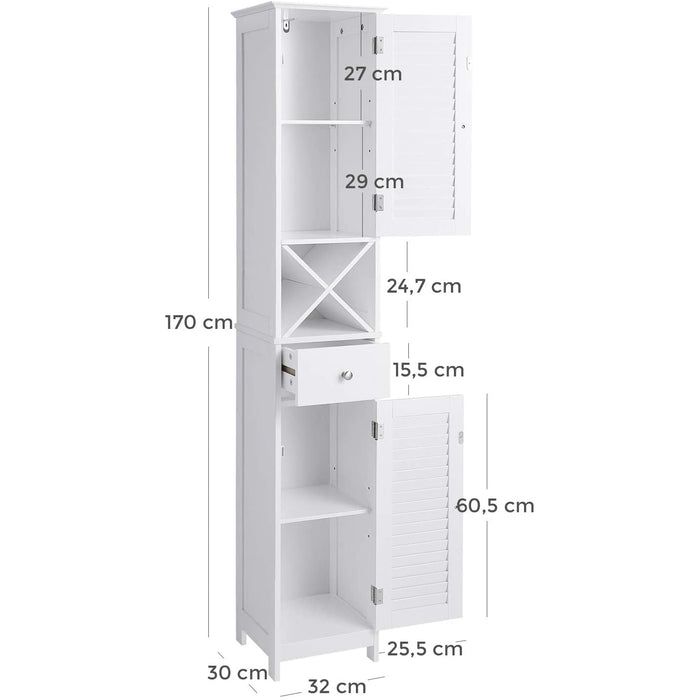 Dulap baie, Dulap depozitare cu sertar, poliță detașabilă în formă de X 170cm