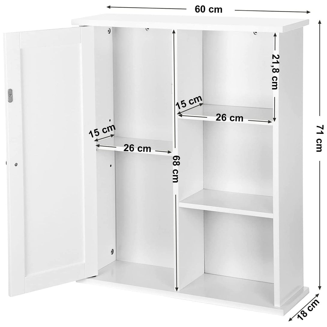 Dulap baie de depozitare pe perete, raft de colt suspendat 60 x 18 x 71 cm