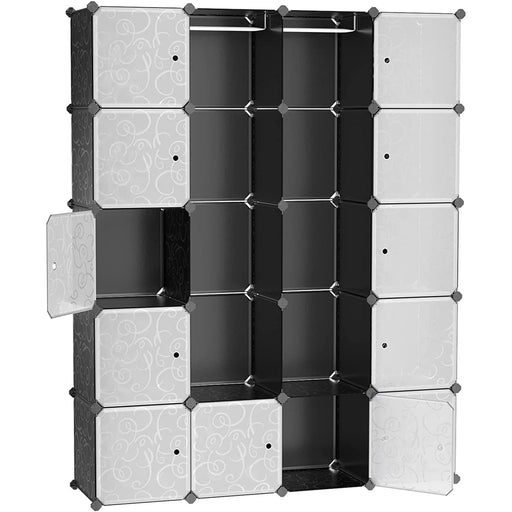 Dulap cu 2 bare de haine, dulap combinat modular, negru