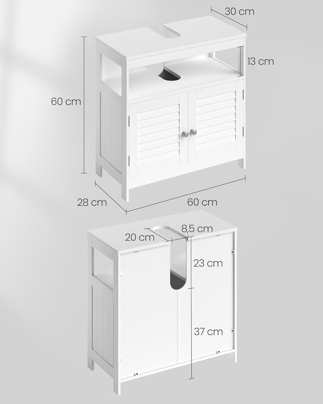 Dulap de depozitare sub chiuveta 60 x 30 x 60 cm , alb