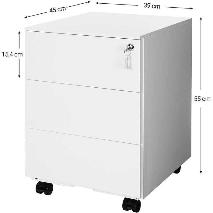 Dulap de dosar mobil, Container de birou incuiat cu 3 sertare 39 x 45 x 55 cm