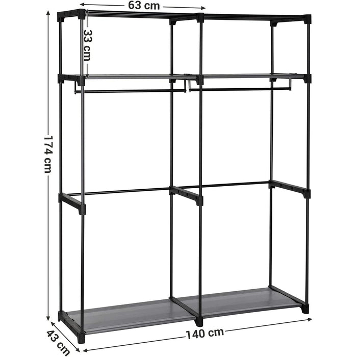 Dulap din stofa, dulap mobil, 140 x 43 x 174 cm, negru