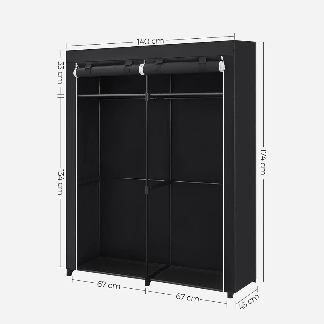 Dulap din stofa, dulap mobil, 140 x 43 x 174 cm, negru