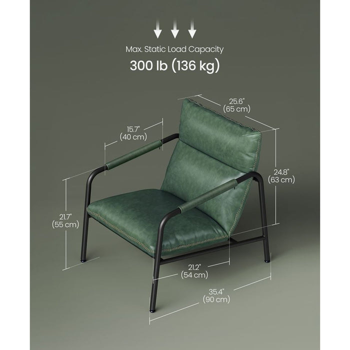 Fotoliu cu cadrum metalic piele artificiala , verde