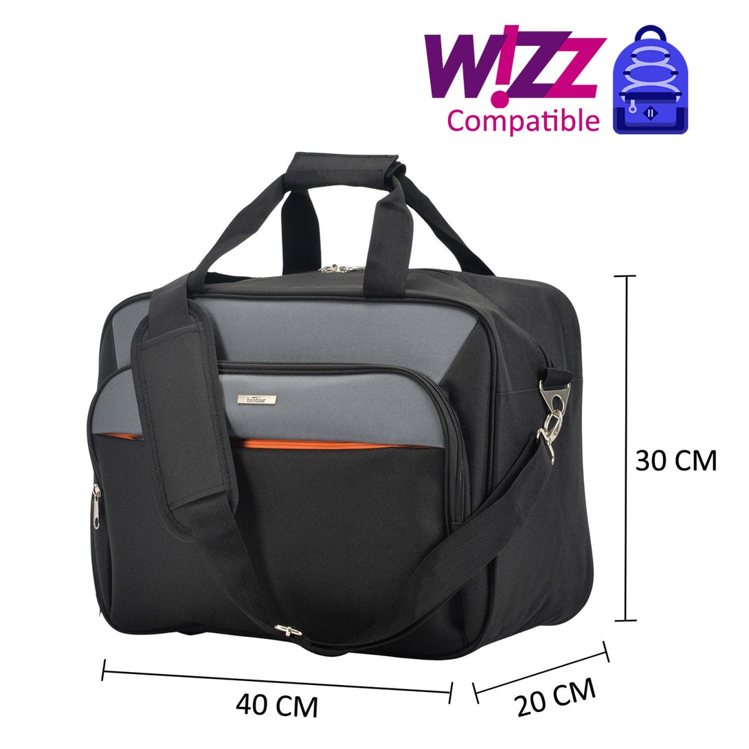 Geantă de mână Wizzair 40x30x20 cm, geantă de călătorie Bontour AIR, neagră