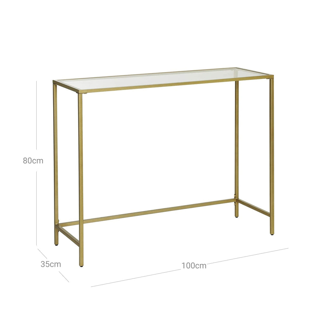 Masa consola sticla 100 x 35 x 80 cm, auriu