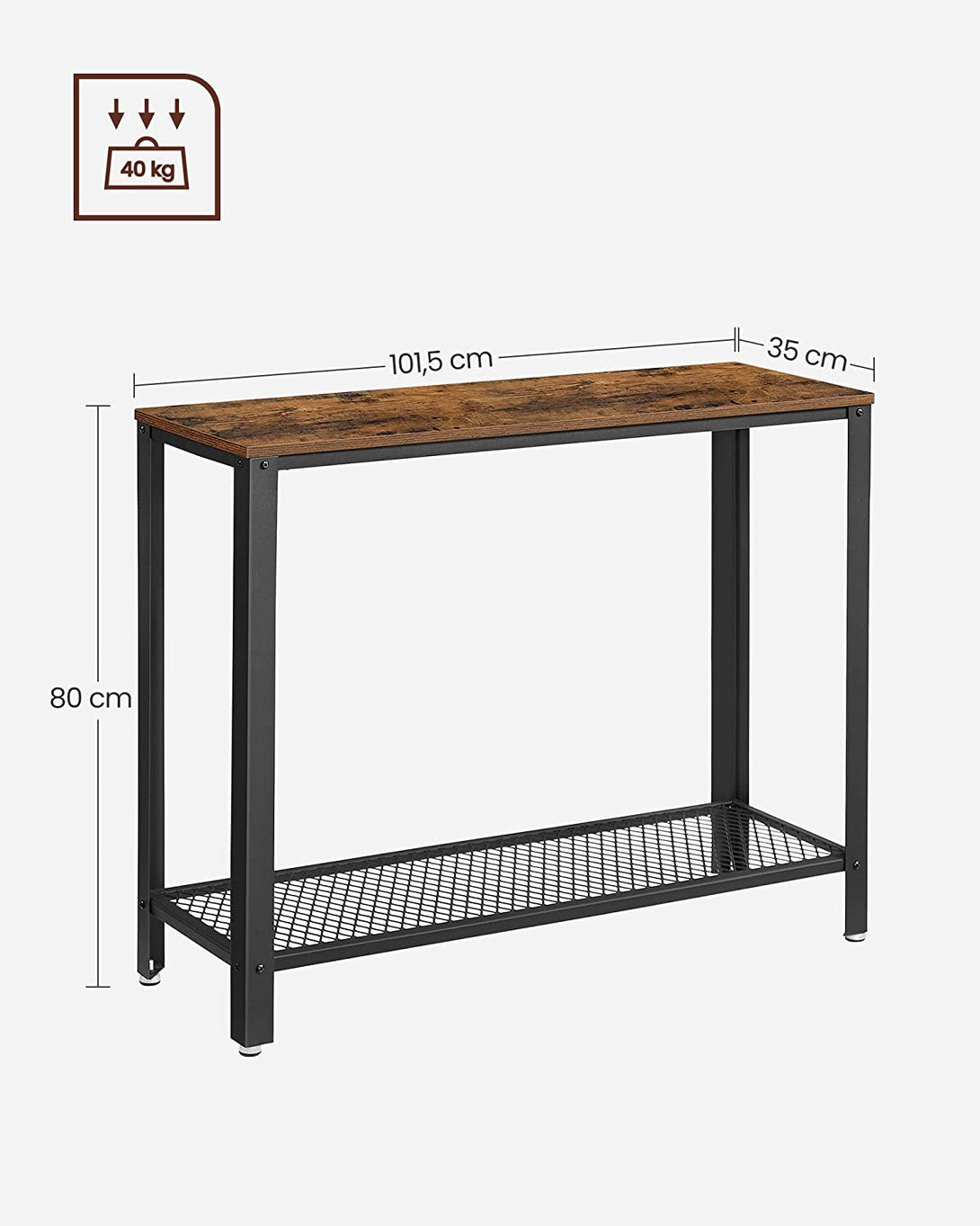 Masa consola stil moden 101,5 x 80 x 35 cm, maro-negru