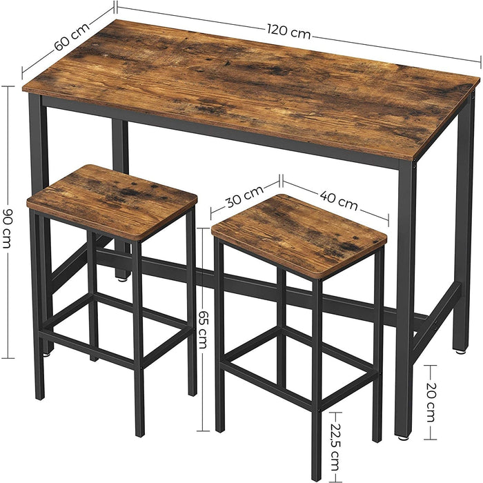 Masa de bar cu 2 taburete de bar, set masa de bar de bucatarie 120 x 60 x 90 cm