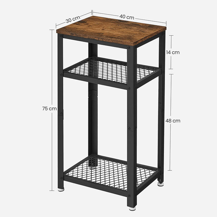 Masă laterală înaltă pe 3 nivele , maro rustic-negru