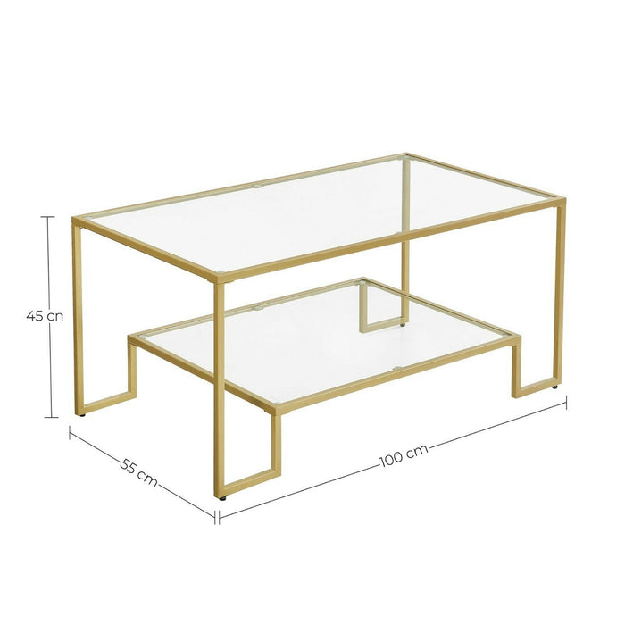 Masuta de cafea din sticla cu depozitare 100 x 45 x 55 cm