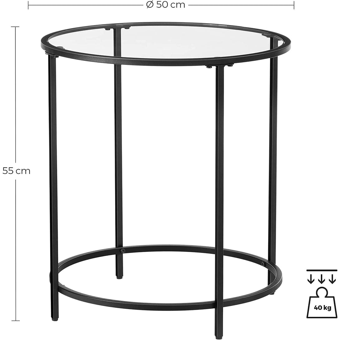 Masuta de cafea mica, Masa de sticla 50 x 55 cm, Negru