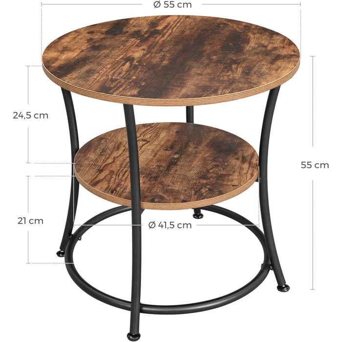 Masuta laterala rotunda cu 2 rafturi, masuta mica de cafea 55 x 55 cm