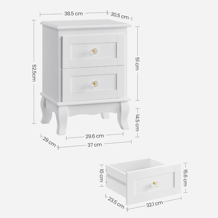 Noptiera 2 bucati, 38,5 x 52,5 x 30,5 cm alb