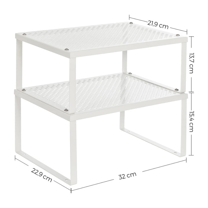 Organizator bucatarie, raft cu 2 nivele , metalice , alb