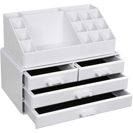 Organizator cosmetic, depozit pentru machiaj cu 4 sertare, alb