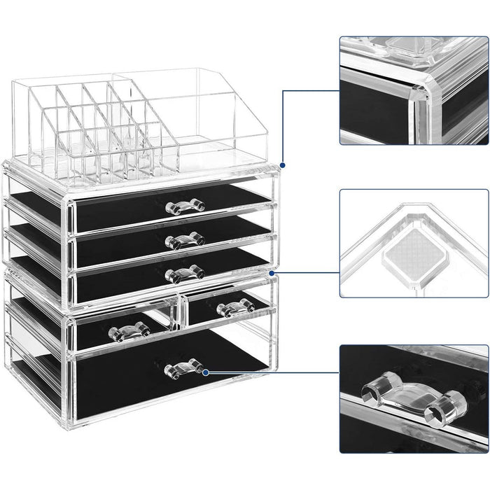 Organizator de machiaj din acril, cutie de cosmetice stivuitoare