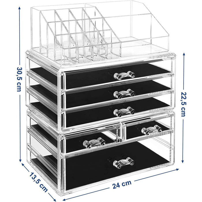 Organizator de machiaj din acril, cutie de cosmetice stivuitoare