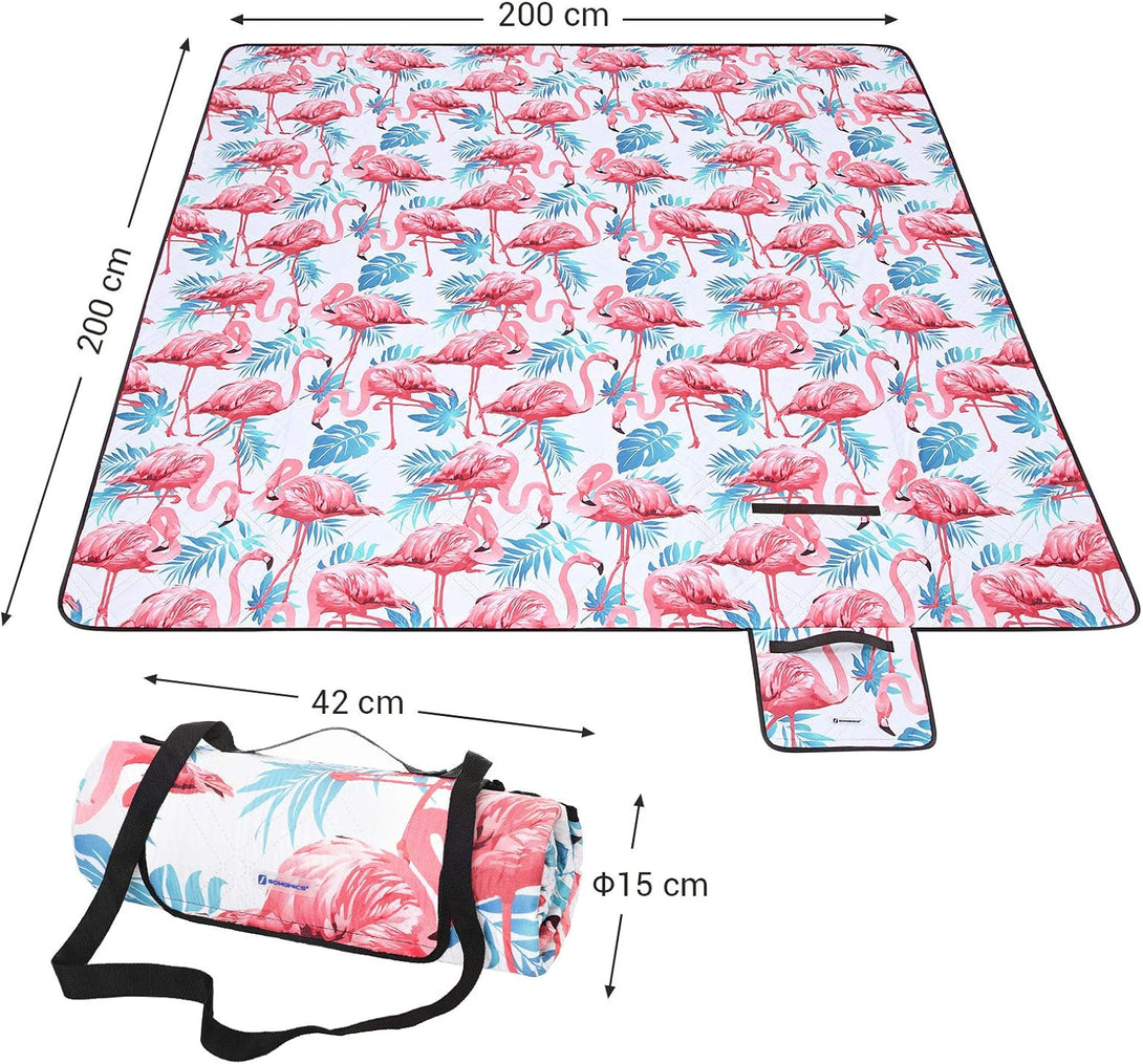 Patura de picnic, 200 x 200 cm, model flamingo