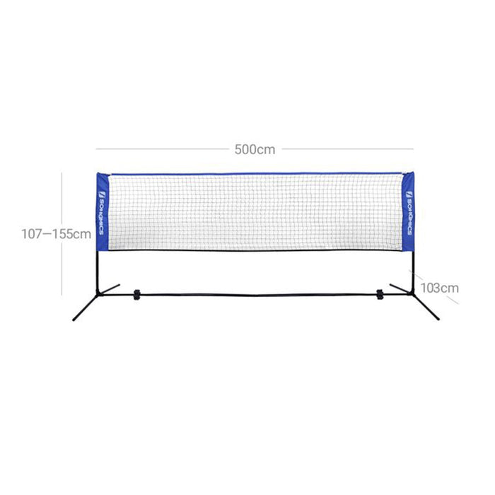 Plasa de tenis/badminton portabila Cu suport reglabil inaltime 5x1,55 m, albastru