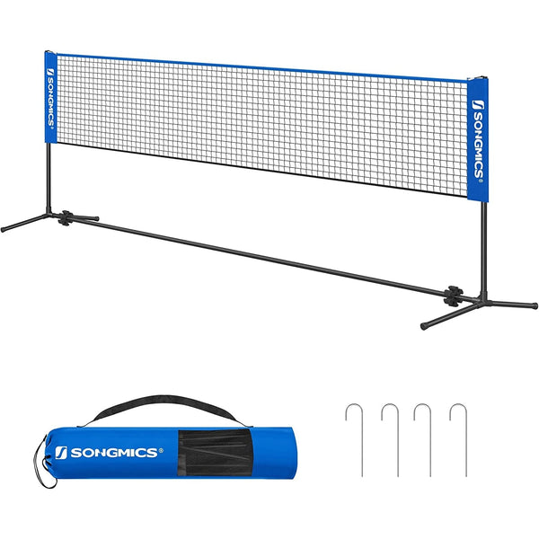 Plasa de tenis/badminton portabila Cu suport reglabil inaltime 5x1,55 m, albastru