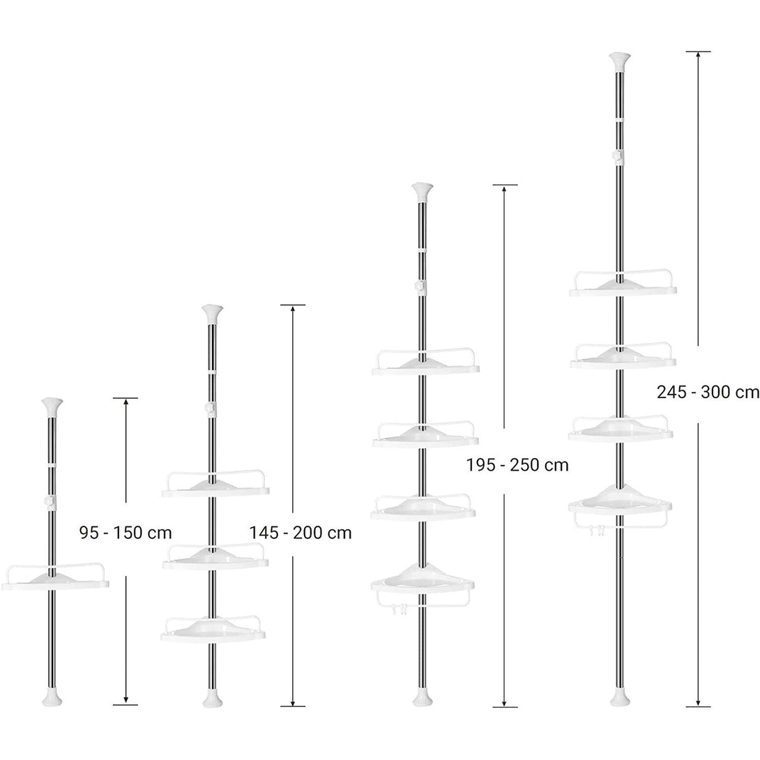 Poliță de colț pentru baie reglabilă, poliță telescopică de duș, 95-300 cm