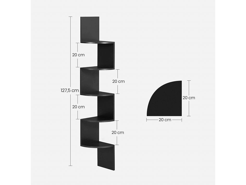 Poliță de colț pentru carti , decoratiuni , negru | Vasagle