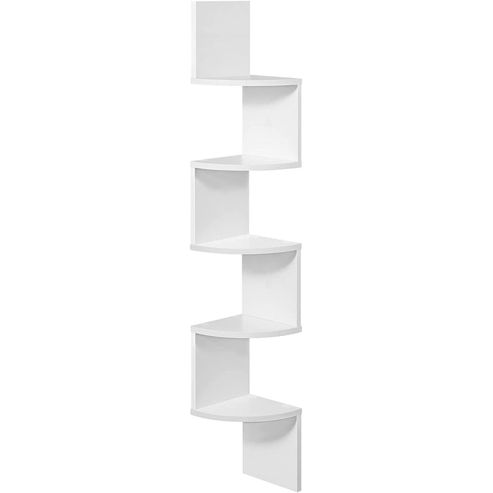 Poliță de colț, poliță suspendată pe 5 niveluri, design zig-zag, bibliotecă, 20 x 20 x 127,5 cm