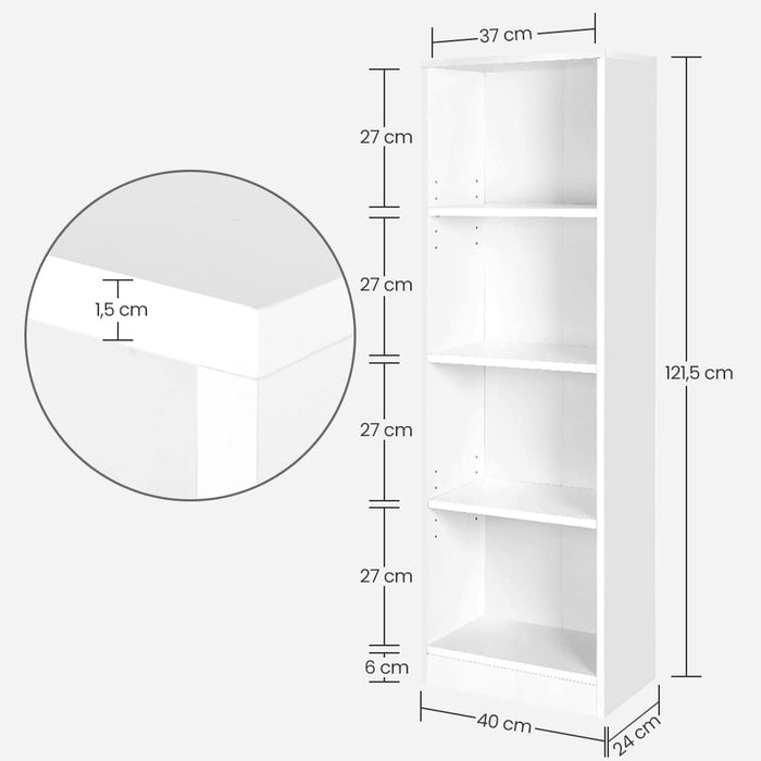 Raft cu 4 compartimente, Raft dosar 40 x 121,5 x 24 cm Alb